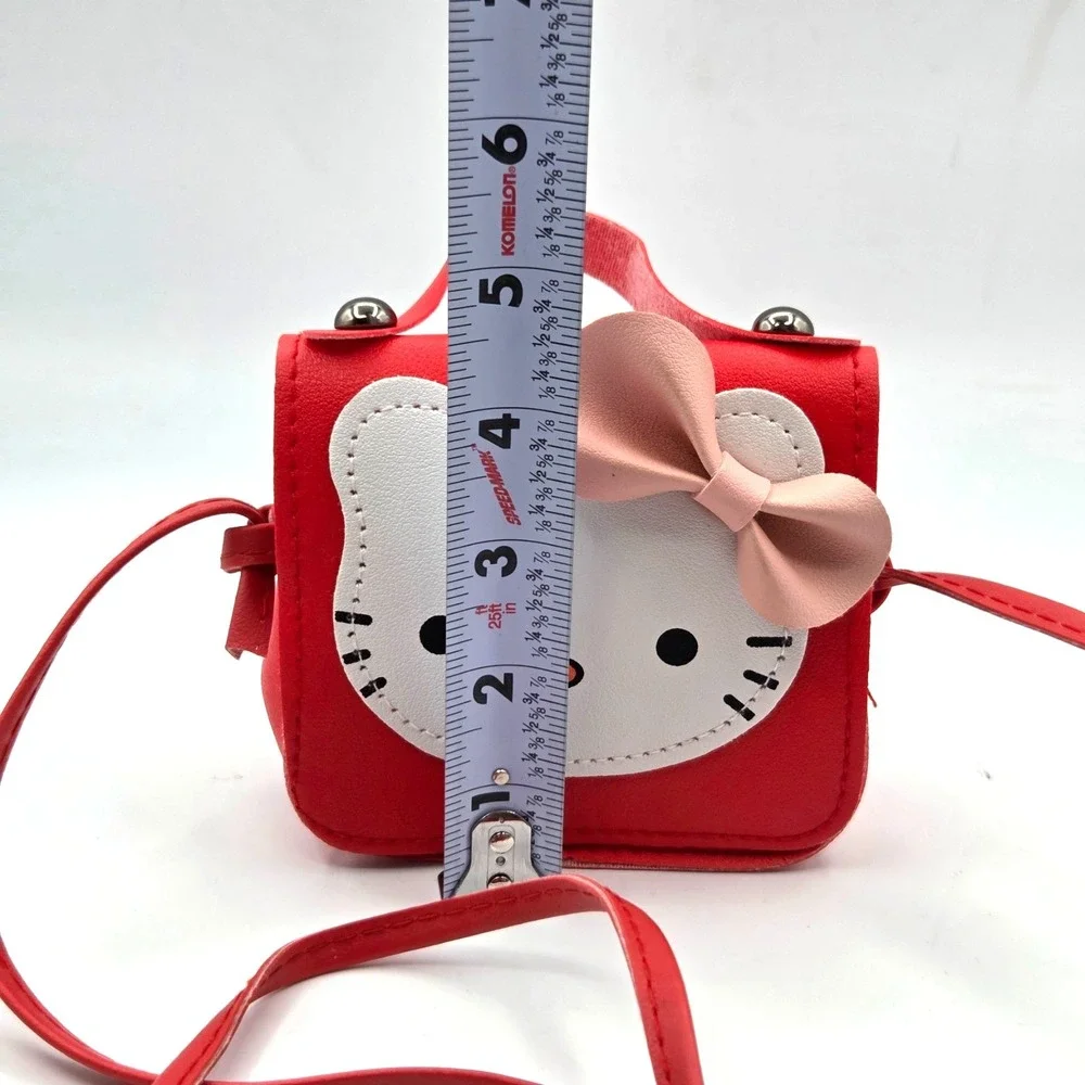 Hello Kitty Mini Crossbody Purse for Little Girls Red &‎ White w/ Dusty Rose Bow